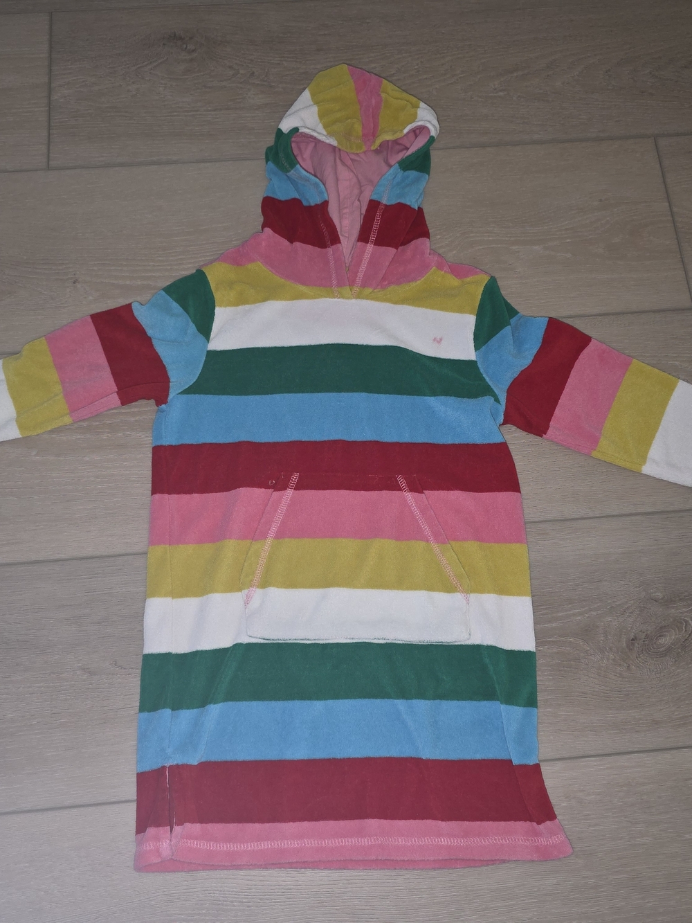 Mini Boden Hooded Stripe Swim Coverup - Green, Blue, Pink, Red, Yellow, White